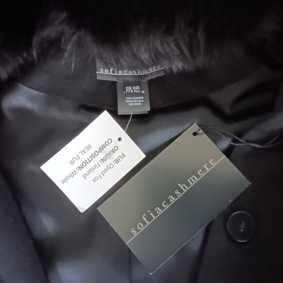 Sofia Cashmere Lined Cape/Coat with Finland Fox Fur NWT - Picture 6 of 8